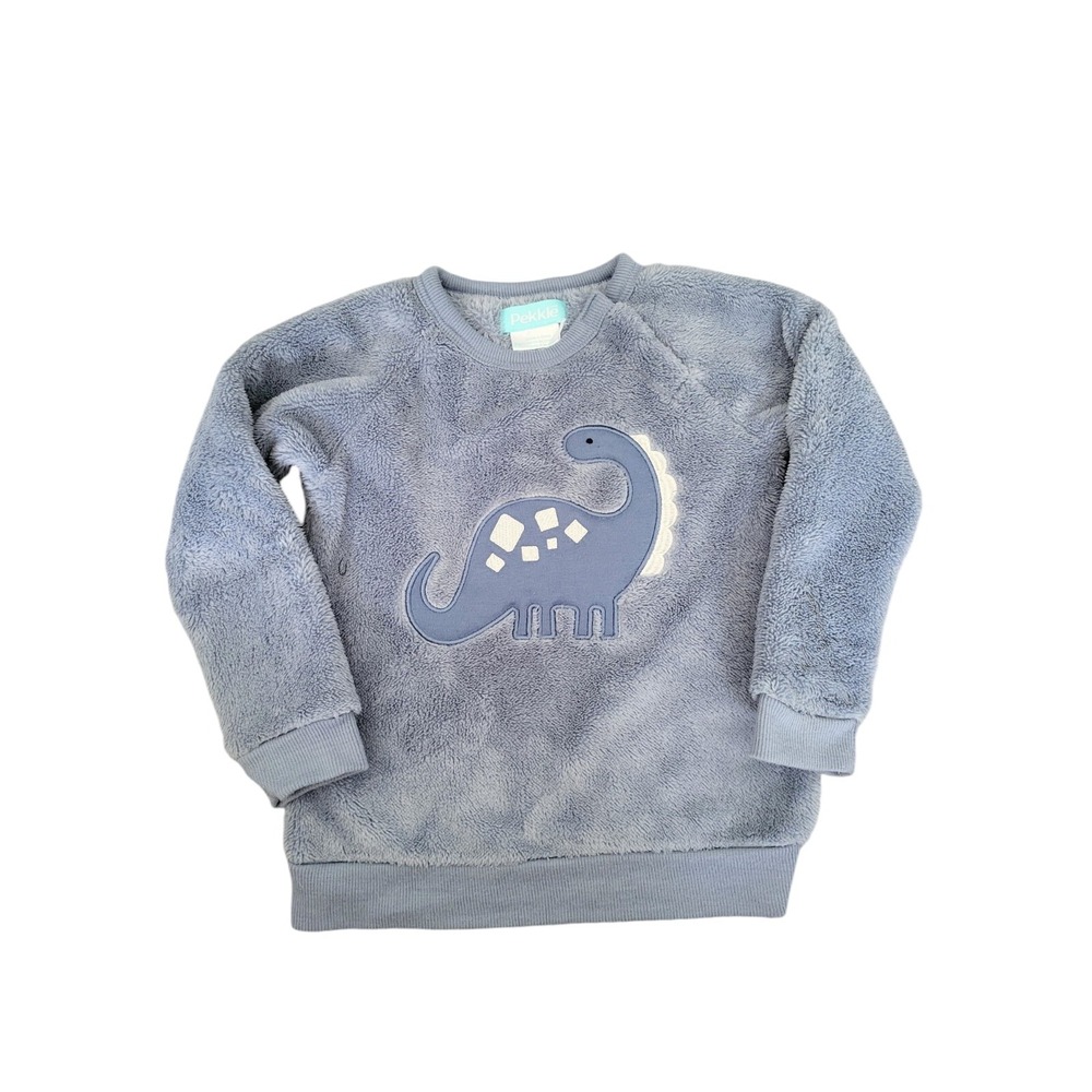 Dinosaur Pekkle Kids Fleece Sweater Top 24 Months Boys Blue‎ Brontosaurus Shirt